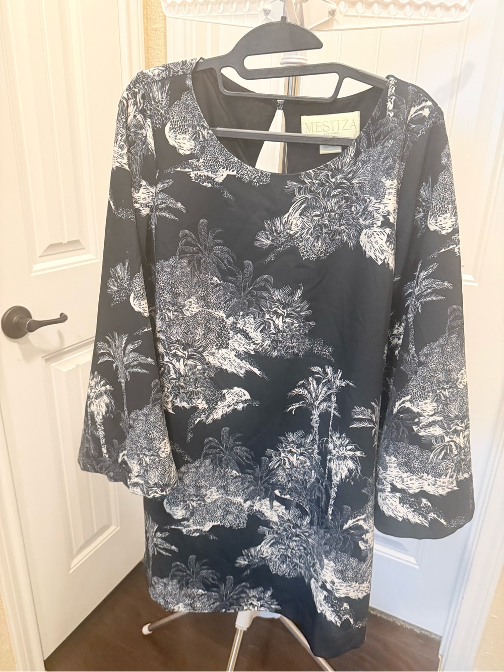 Mestiza Navy & White Tropical Print Shift Dress